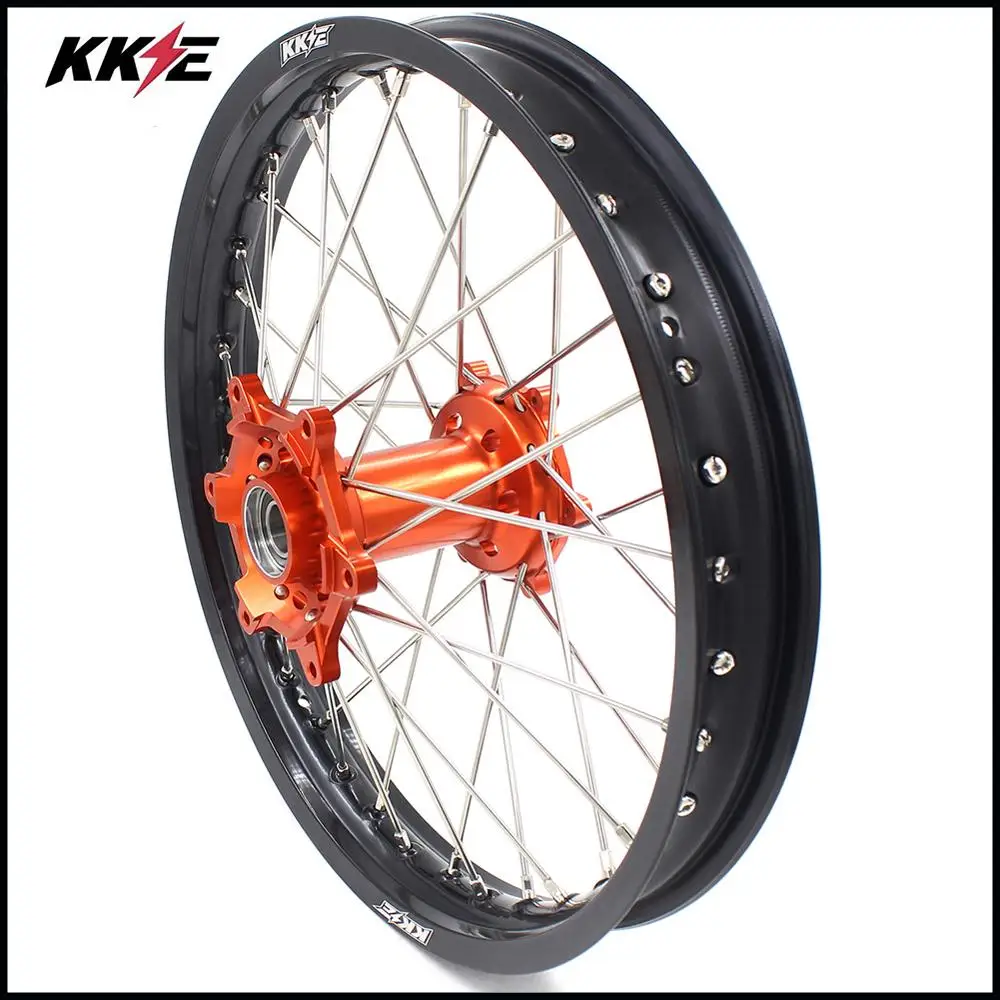 Набор колес KKE 21 & 19 MX для SX XC W SXF 125 150 250 350 450 505 300 2003 2021 оранжевая втулка|spoke