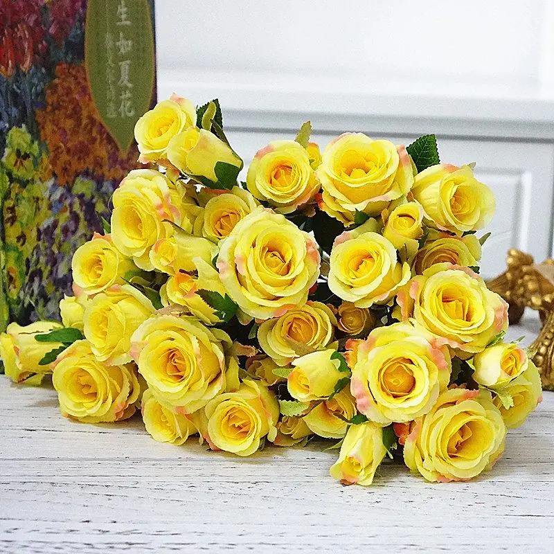 Розы Букет вазы для домашнего декора свадебные аксессуары для невесты декоративные цветы венки скрапбук рукоделие искусственные растения - Цвет: 6