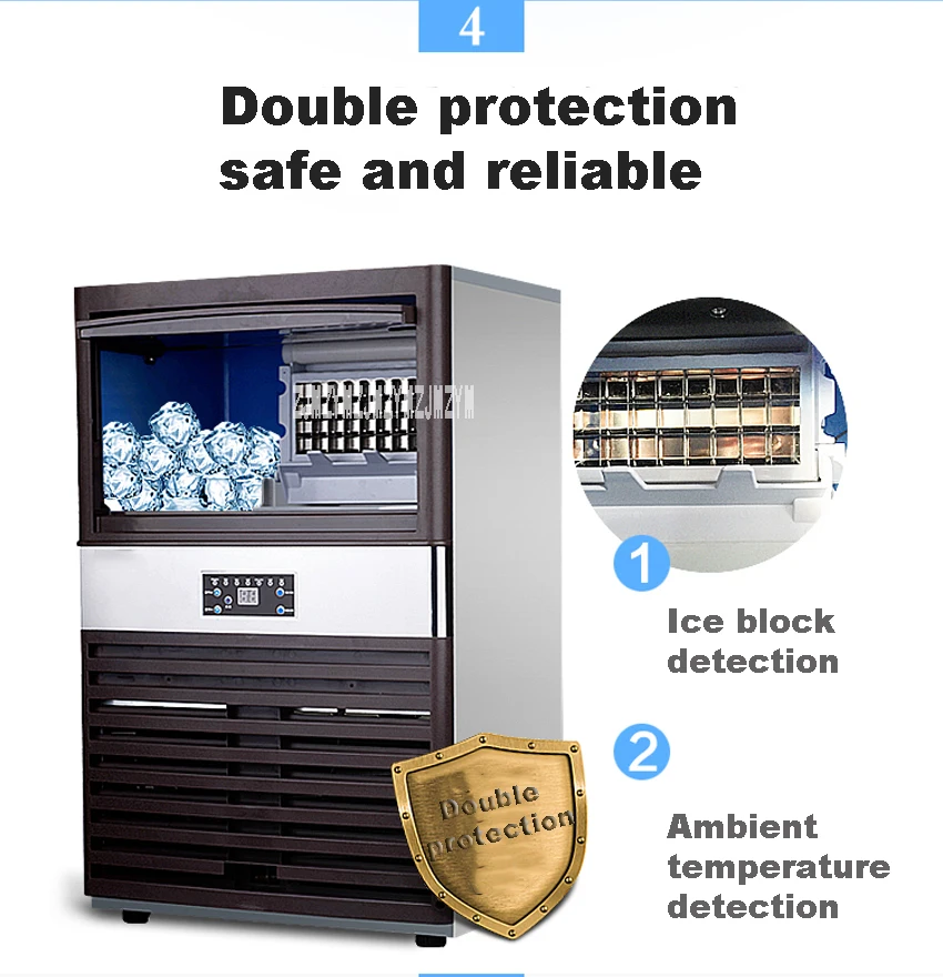 Commercial Large Tea Shop Bar KTV Home Automatic Small Square Ice Machine 100kg 220V/110V 430W SK-80FA