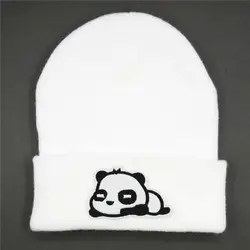LDSLYJR хлопок панда животных вышивка утолщаются зимние трикотажные изделия Теплая Шапка Лыжная шапочка для мужчин и женщин 385