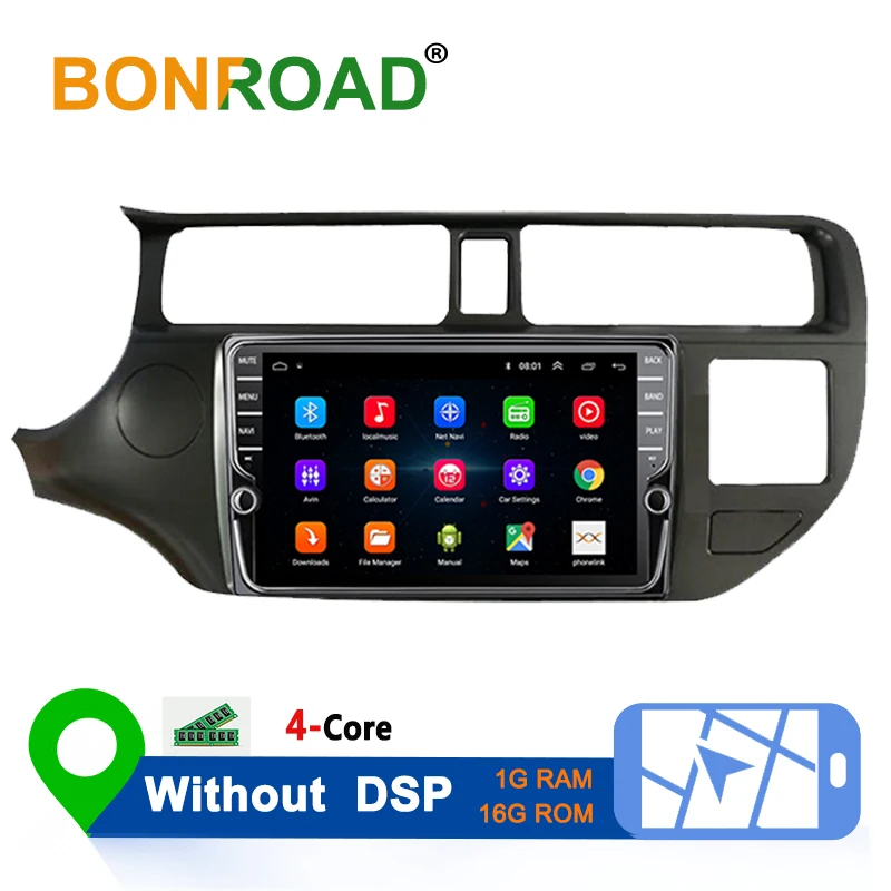 Bonroad 2Din " Android 8,1 автомобильный dvd-плеер Мультимедиа gps навигация Радио Видео плеер для KIA Rio K3 2012 - Цвет: Without DSP 1G 16G