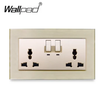 

Universal Switched Socket Wallpad Gold Crystal Glass Panel 110V-250V 146*86mm 13A UK Standard Power Outlet
