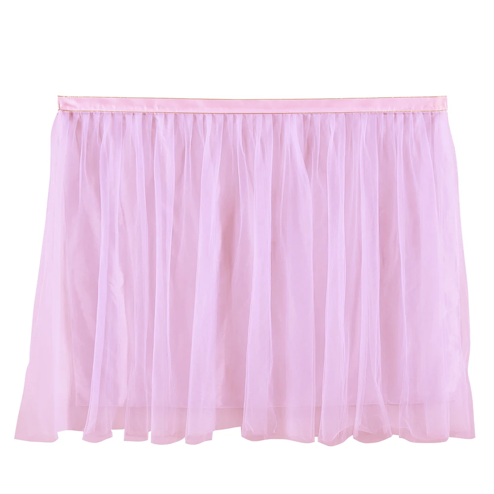pink 6ft MultiColor Table Skirt Tableware Cloth Wedding Tutu Tulle Table Skirt Baby Shower Party Home Decor Table Skirting Birthday Party - Color: pink 6ft