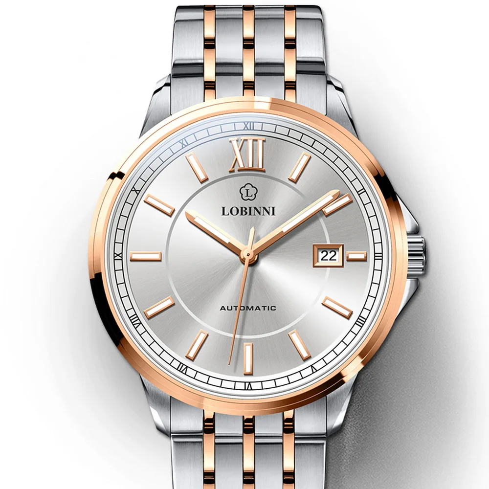 men watch p2 Автоматические наручные часы для мужчин, мужские механические часы LOBINNI мужские Роскошные водонепроницаемые наручные часы Швейцария erkek kol saati светящиеся - Цвет: men watch p2