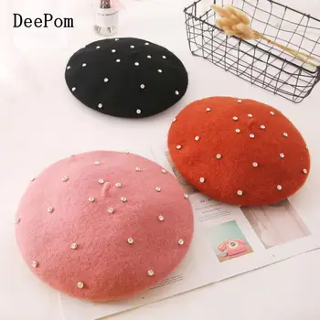 

Beret Women Autumn Winter Korean Style Rhinestone Vintage Octagonal Pumpkin Hat Painter Cap Womens Hats Gorras Vintage Bonnet