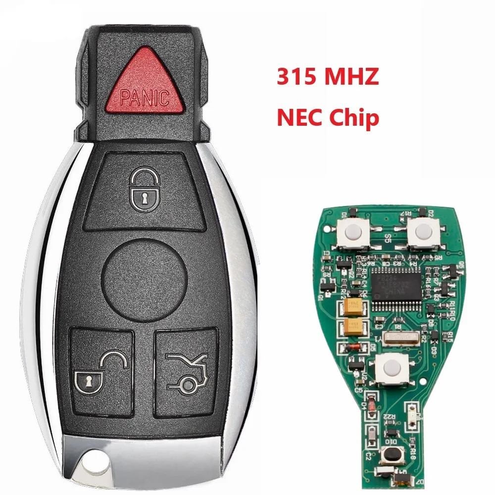 

10pcs/lot Smart Remote Key 3+1Buttons 315 MHZ Keyless Fob For Mercedes Benz after 2000+ NEC&BGA replace NEC Chip