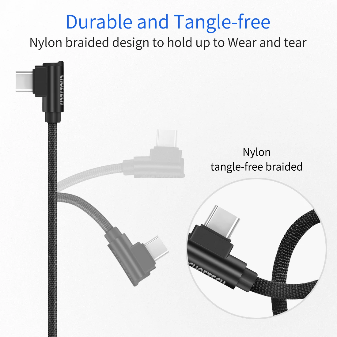 CHOETECH 90 градусов тип-c USB-C кабель 2.4A Быстрая зарядка данных Шнур usb кабель для samsung Xiaomi Android мобильный телефон кабель