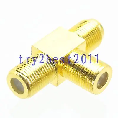 DHL/EMS 50 комплектов 1pce разъем адаптера F tv jack pin to 2x F tv jack pin T сплиттер Золотой коаксиальный-C1