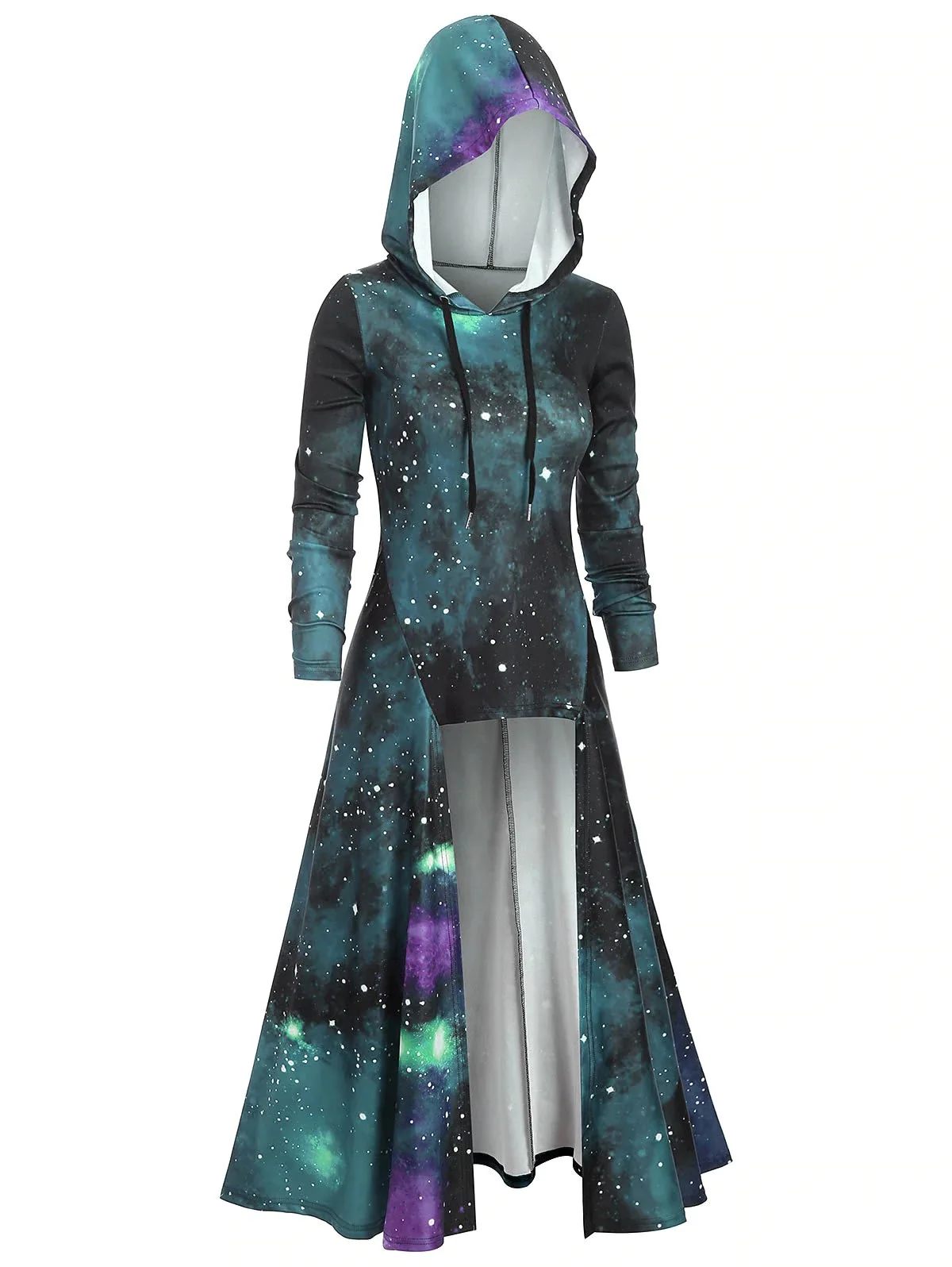 explosion models new irregular mosaic printing fashion long hooded women's clothing