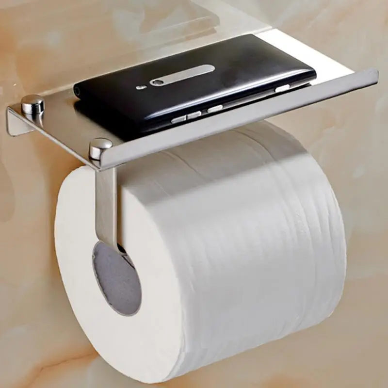 Wall Mounted Bathroom Toilet Paper Holder Rack Tissue Roll Stand Stainless Steel 