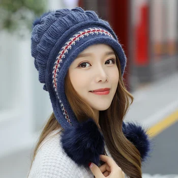 

Cute Women Knitted Hat Gloves Set Xmas Winter Warming Thicken Crochet Beanie Hat FS99