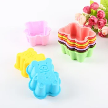 

4Pcs Silicone Cute Bear Cookies Molde Cake Mold Soap Jelly Muffin Cup Kitchen Dining Bar Supplies Bakeware Tools