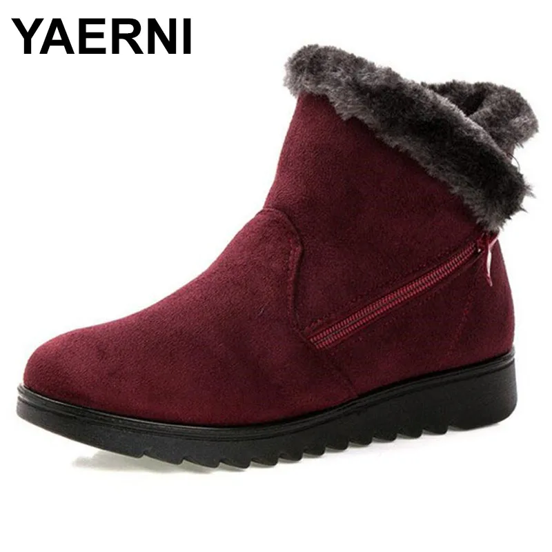 

YAERNIWomen Zip Winter Snow Boots Ladies Warm Fur Suede Wedge Ankle Boot Female 2019 Fashion Casual Shoes Comfort Footwear Plus