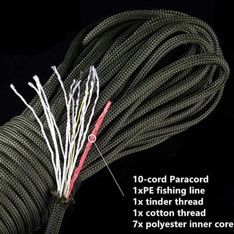 Noble Eagle 25FT 7.5M 550 10-core paracord 4mm outdoor Camping Survival tool PE fire rope fishing cotton line Parachute Hiking