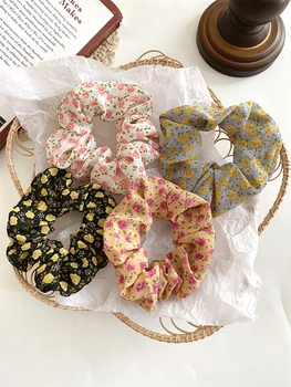 

Floral Hair Scrunchie for Women Chiffon Large Intestine ring Headdress Flower Hair Rope Hair Accessories Sweet