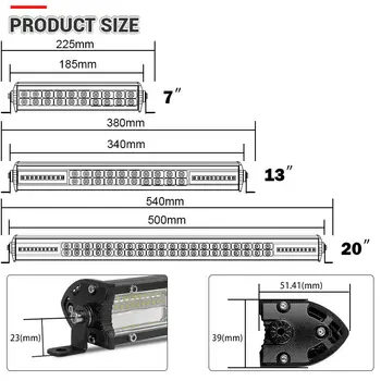 

6000K LED Light bar 4800LM Waterproof Shockproof 2pcs Set 7inch Ultra-Thin