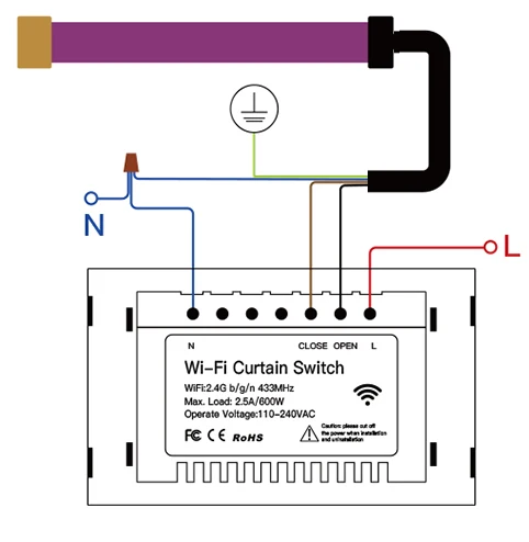 Interruptor inteligente para cortina wifi rf433 tuya,