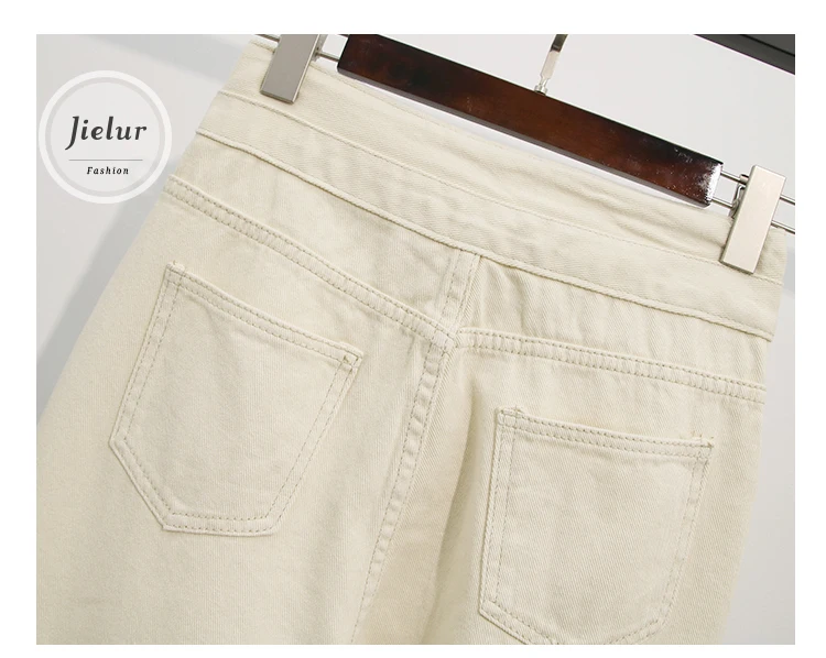 Jielur однотонные джинсы с высокой талией джинсовые брюки Femme Hole Hipster Basic новые женские джинсы Harajuku свободные