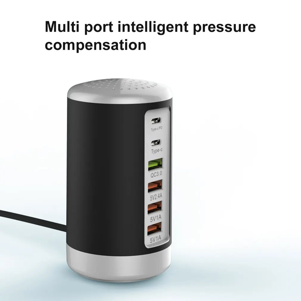 6 портов USB зарядное устройство концентратор мульти док-станция для зарядки с USB PD+ QC3.0 зарядное устройство Универсальный мобильный телефон Настольный настенный дом США/ЕС/Великобритания штекер