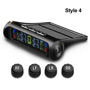 

Solar Car Tire Pressure Alarm Monitor System TPMS 4 Wheel Internal External Car Tyre Sensor Temperature Alert