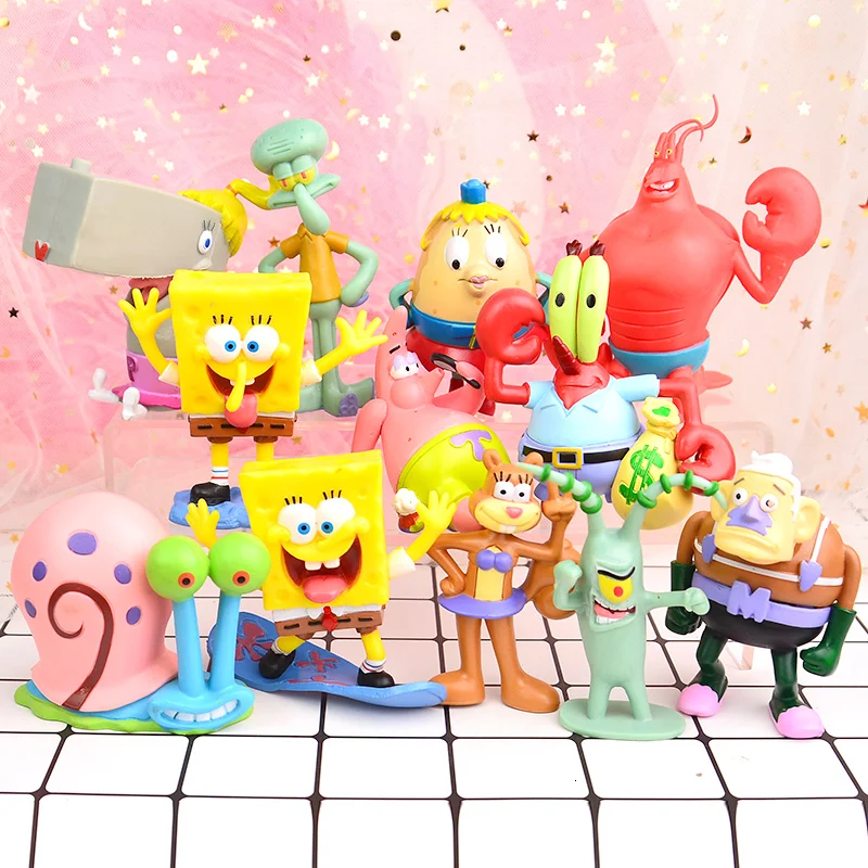 Hasbro Kawaii губки фигурки Bobs Патрик звезда игрушки наборы мультфильм аквариум микро