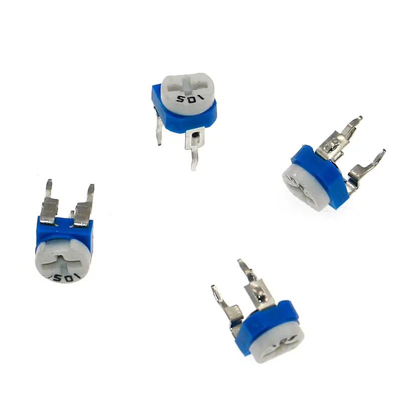 100Pcs 10 값 가변 저항기 500R 1M RM065 탄소 필름 수평 Trimpot 전위차계 분류 키트