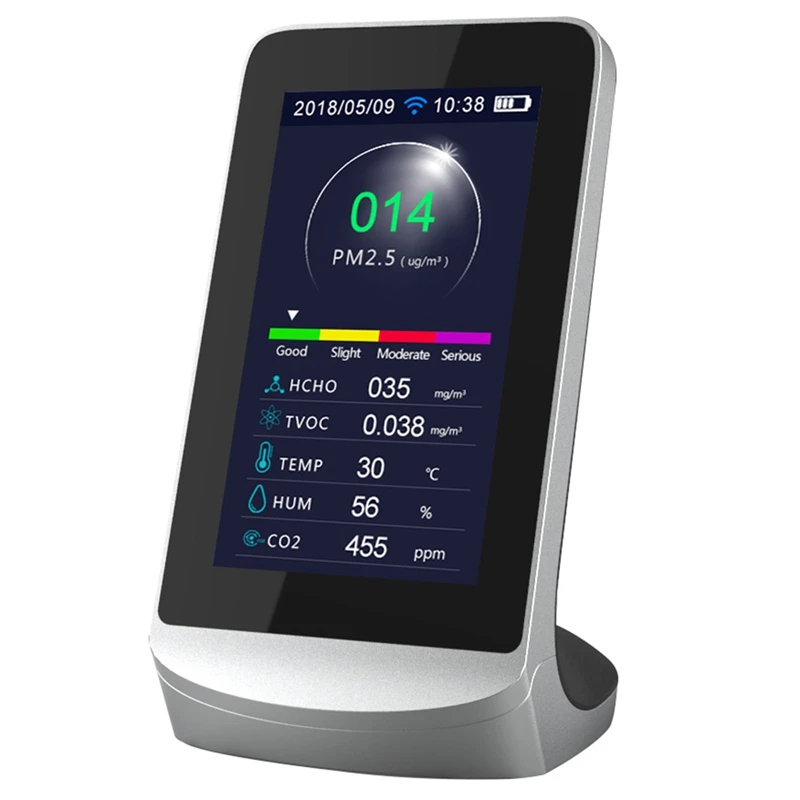 WIFI цифровой ЖК дисплей CO2 метров TVOC HCHO AQI детектор углекислого газа анализатор