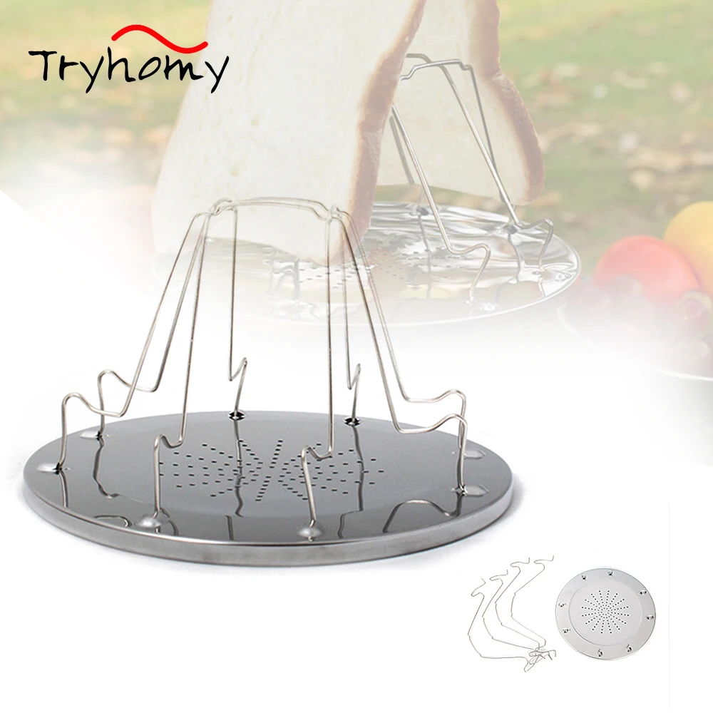 4 лотка для хлеба и тостера кемпинга переносная стойка из нержавеющей стали гриль