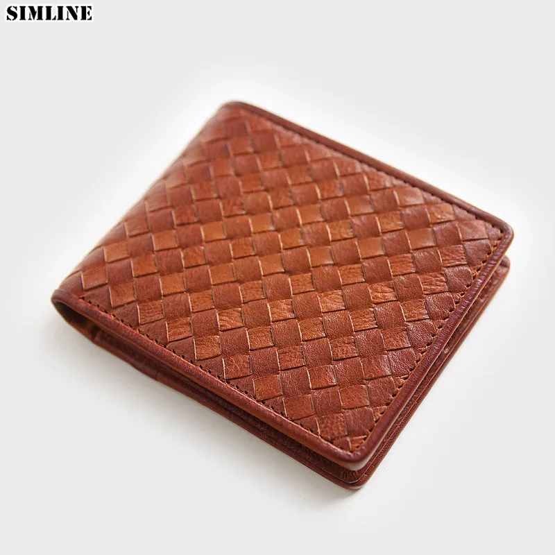 Купить 100% Genuine Leather Wallet For Men Vintage Luxury Handmade Waved Cowhide Short Wallets Purse With Card Holder Man Male Carteira  Багаж и | Мужские кошельки (4000584880154)