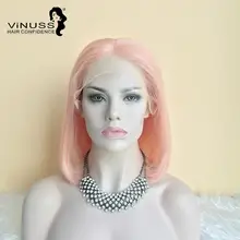 Vinuss человеческие волосы розовый Боб кружевные передние парики предварительно сорванные синий красный серый зеленый прямые Омбре короткие парики для черных женщин