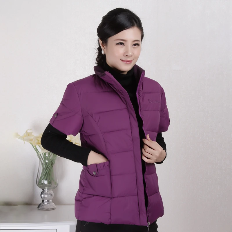 Grape purple Зимний женский жилет 22 цвета с хлопковой подкладкой легкий жилет для женщин со стоячим воротником стеганый жилет с карманами на молнии плюс размер 5XL - Цвет: Grape purple