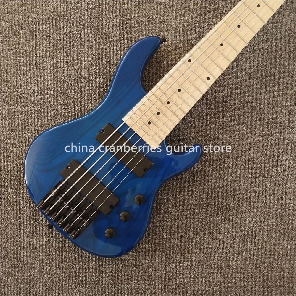 Newest Mini 6 strings ukelele bass guitar, transparent blue electric guitar,black hardware,Maple Fingerboard,free shipping