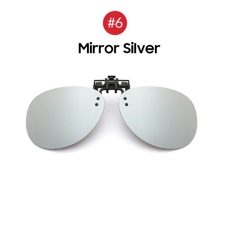 Rimless Round Polarized Flip-Up Oversized Sunglasses with Blue Mirror Lens