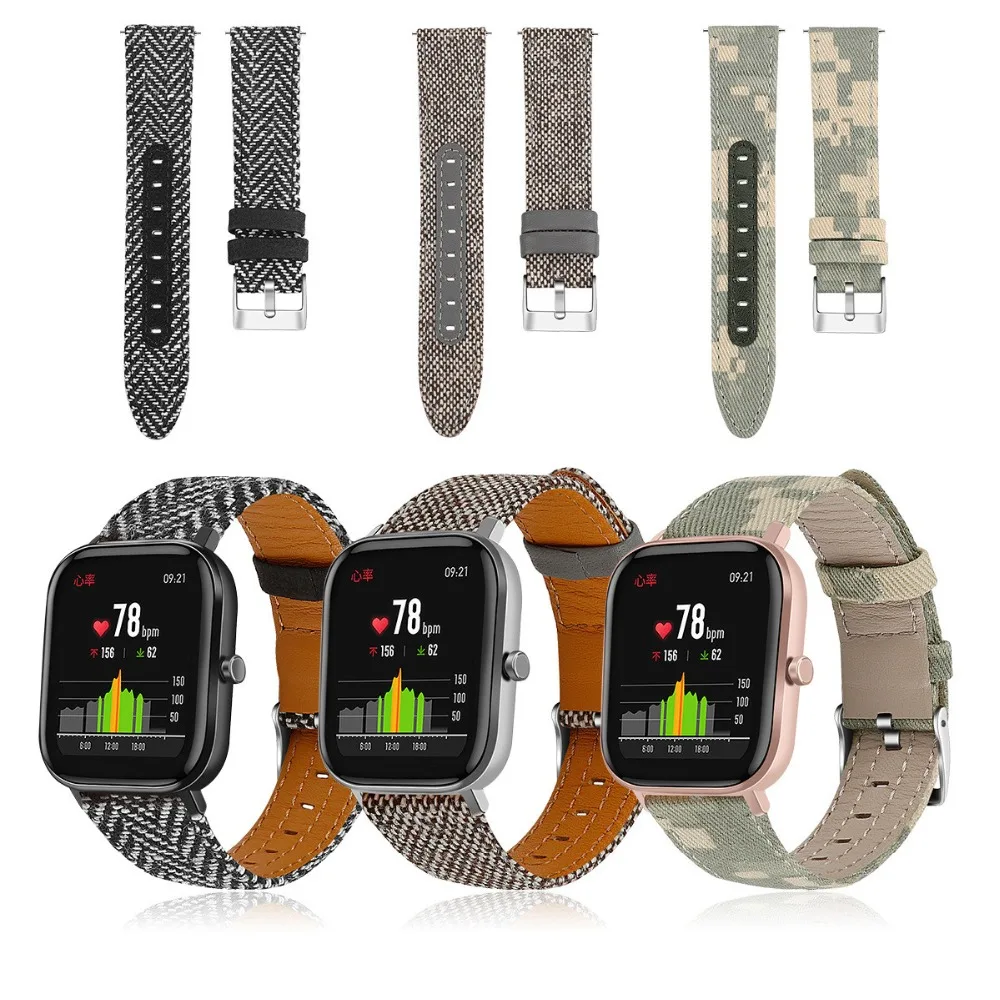 20 мм 22 мм холщовый ремешок для часов Huami Amazfit GTS нейлоновый быстросъемный ремешок браслет для Amazfit GTR 42 мм 47 мм Amazfit BIP полосы