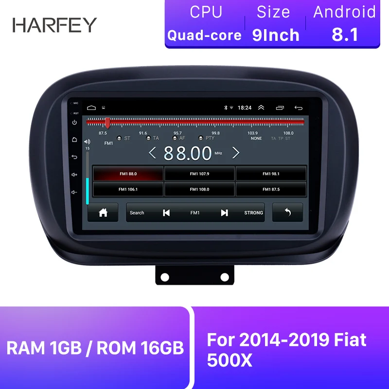 

Harfey 9" Car Android8.1 Navi HD 2Din Multimedia Player for Fiat 500X 2014-2019 Stereo Touchscreen GPS Radio support SWC Carplay