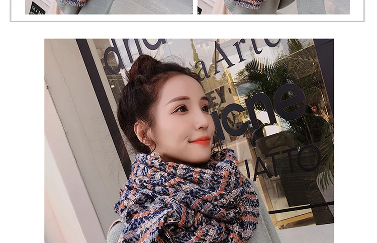 Осенне-зимний цветной клетчатый шарф для женщин, большой Модный женский пончо, Классическая шаль с кисточками, плотный кашемировый шарф, палантины