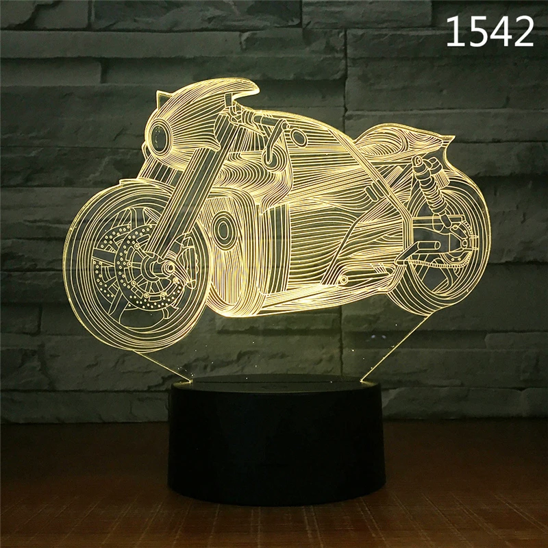 47 3D ночник, модель мотоцикла, крутой светодиодный ночник, настольная лампа RGB, детский подарок на день рождения, год, рождественский подарок для мальчика - Испускаемый цвет: 47