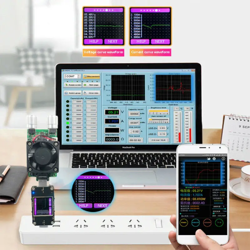 Цифровой usb type-C цветной ЖК-Вольтметр Амперметр Напряжение измеритель тока мультиметр