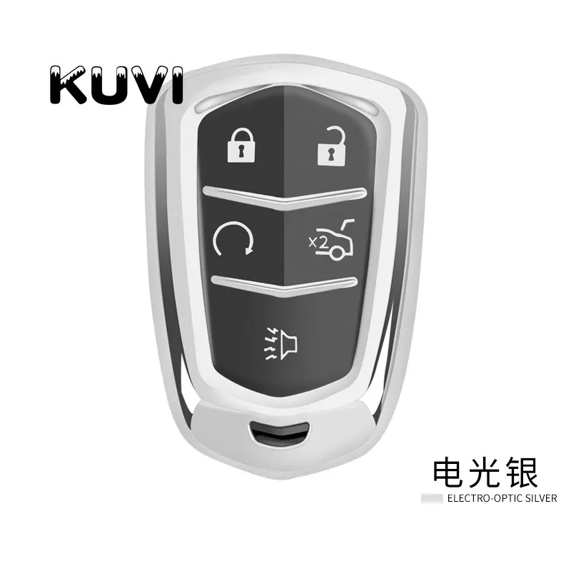 Автомобильный ключ чехол для Cadillac Escalade CTS XTS ATS ATS-L XLS SRX от АТС ХЦ 4/5/6 Кнопка 28Т CTS-V XT5 CT6 стайлинга автомобилей защиты оболочки - Название цвета: Серебристый