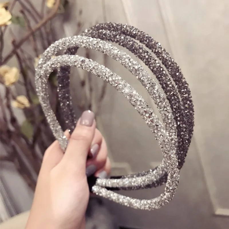 

New Thin Sideband Diamond Super Flashing Headband Korean style Hair Band Crystal Hair Accessories For Elegant Women Headwear