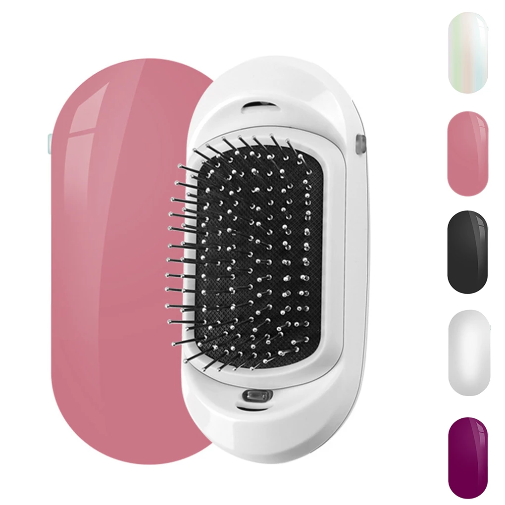 

Electric Vibration Hair Brush Electric Ionic Hairbrush Anti-Static Mini Hair Scalp Massager Brush Negative ion hair straightener