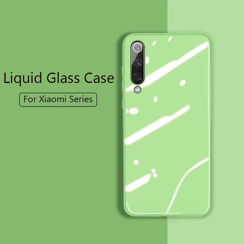 

For Xiaomi Mi 9 Case Liquid Soft Silicone Frame Cover Tempered Glass Case For Xiaomi Mi 9 Lite SE Mi CC9 Mi 8 SE