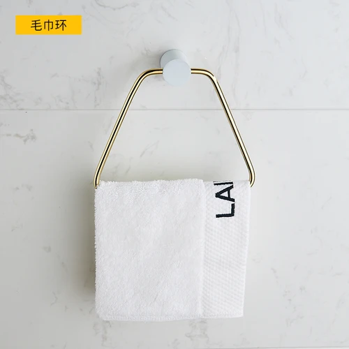 Аксессуары для ванной комнаты, изделия из золотой меди, креативная вешалка для полотенец 60 см, настенные душевые стойки для ванной, набор мыльниц, керамическая - Цвет: towel ring 2