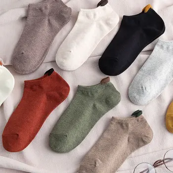 

Women's spring and autumn new solid color light mouth socks red