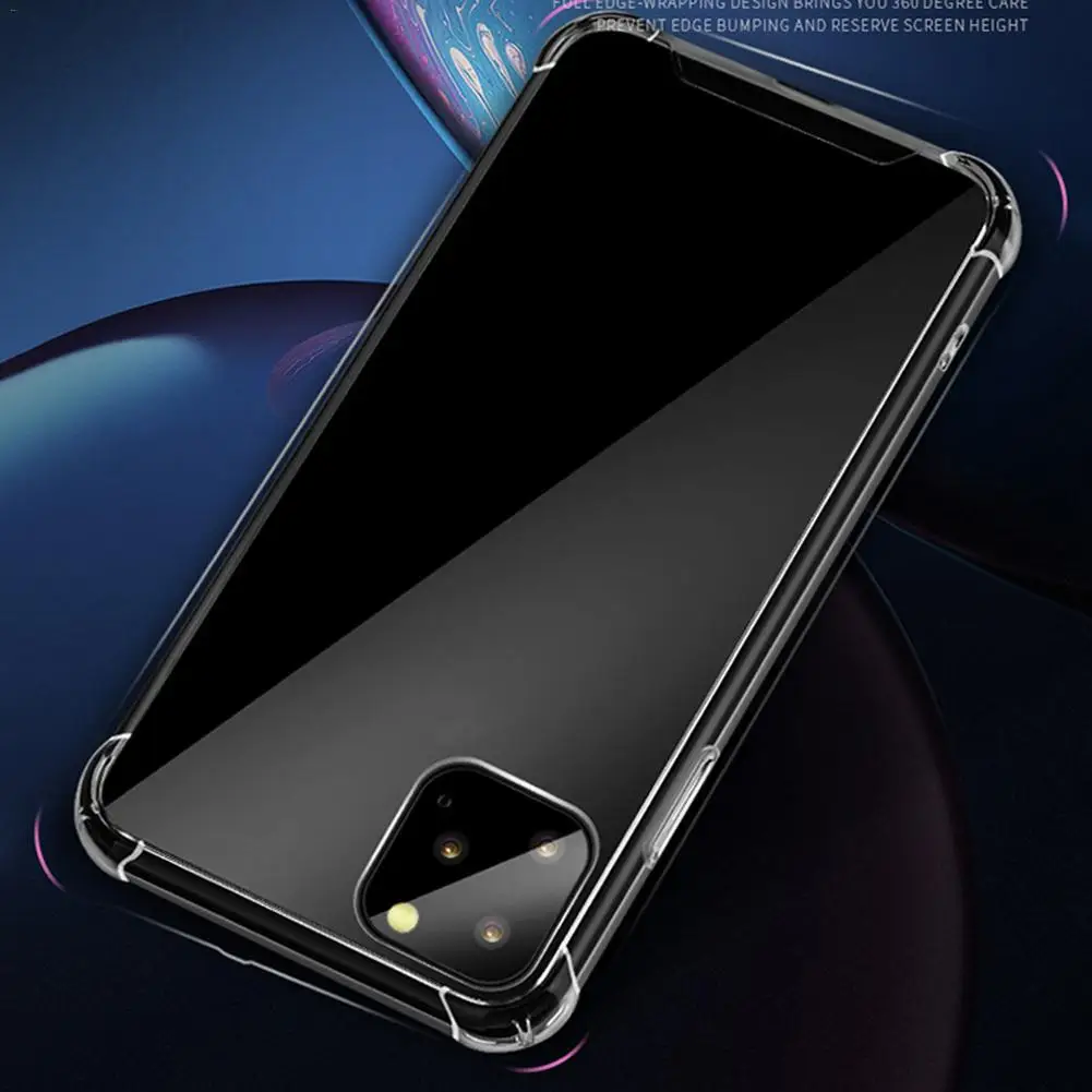 Чехол для iPhone11 с защитой от царапин XI Pro Max 5,8/6,1/6,5 iPhone11 HD прозрачный тонкий ТПУ амортизирующий защитный чехол