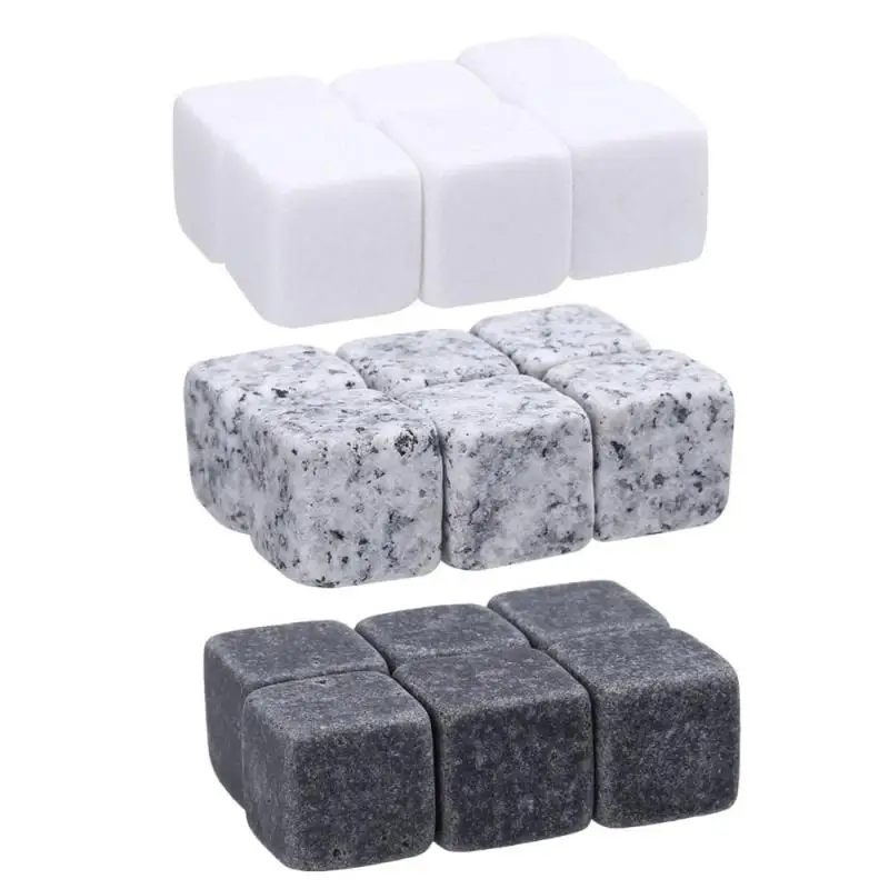 6 Piece Whiskey Ice Wine Stone whiskey stones Whiskey Ice Cube Drink Cube Rock Granite Stone Bar Accessories