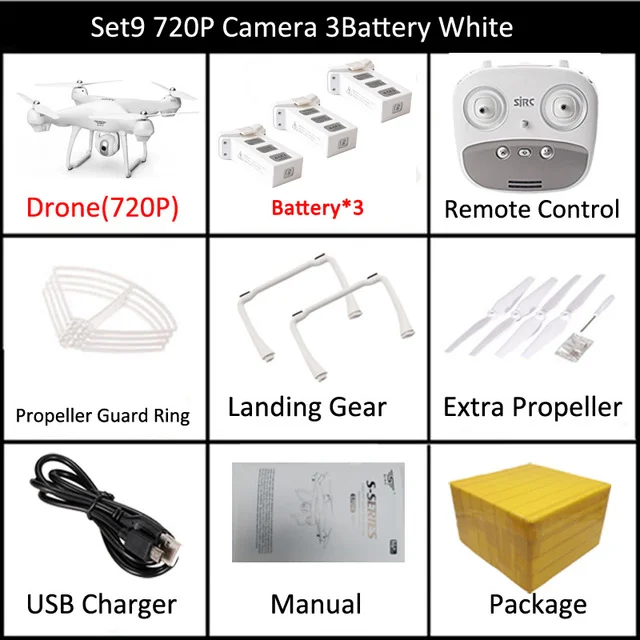 LAUMOX S70W gps Дрон с 720 P/1080 P HD камерой Регулируемый Широкоугольный FPV Профессиональный Квадрокоптер вертолет RC Дрон следуем за мной - Цвет: Set9 720P 3B White
