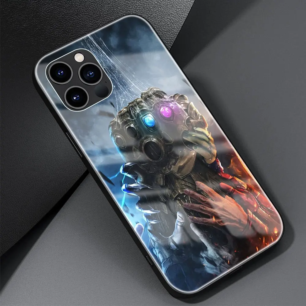 thumbnail image 1 of Funda de cristal templado Iron Man para iPhone, carcasa de Marvel para Apple 11, 12, 13, 14, 15 Pro Max, 7, 8 Plus, X, XS, XR, 1 of 5