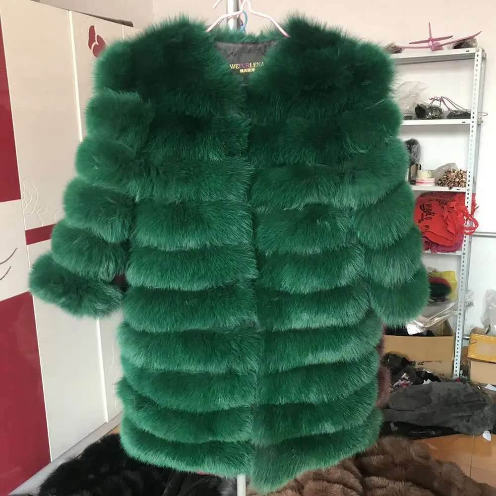 Натуральный Лисий мех пальто женский природный натуральный мех куртки жилет Зимняя верхняя одежда женская одежда - Цвет: green