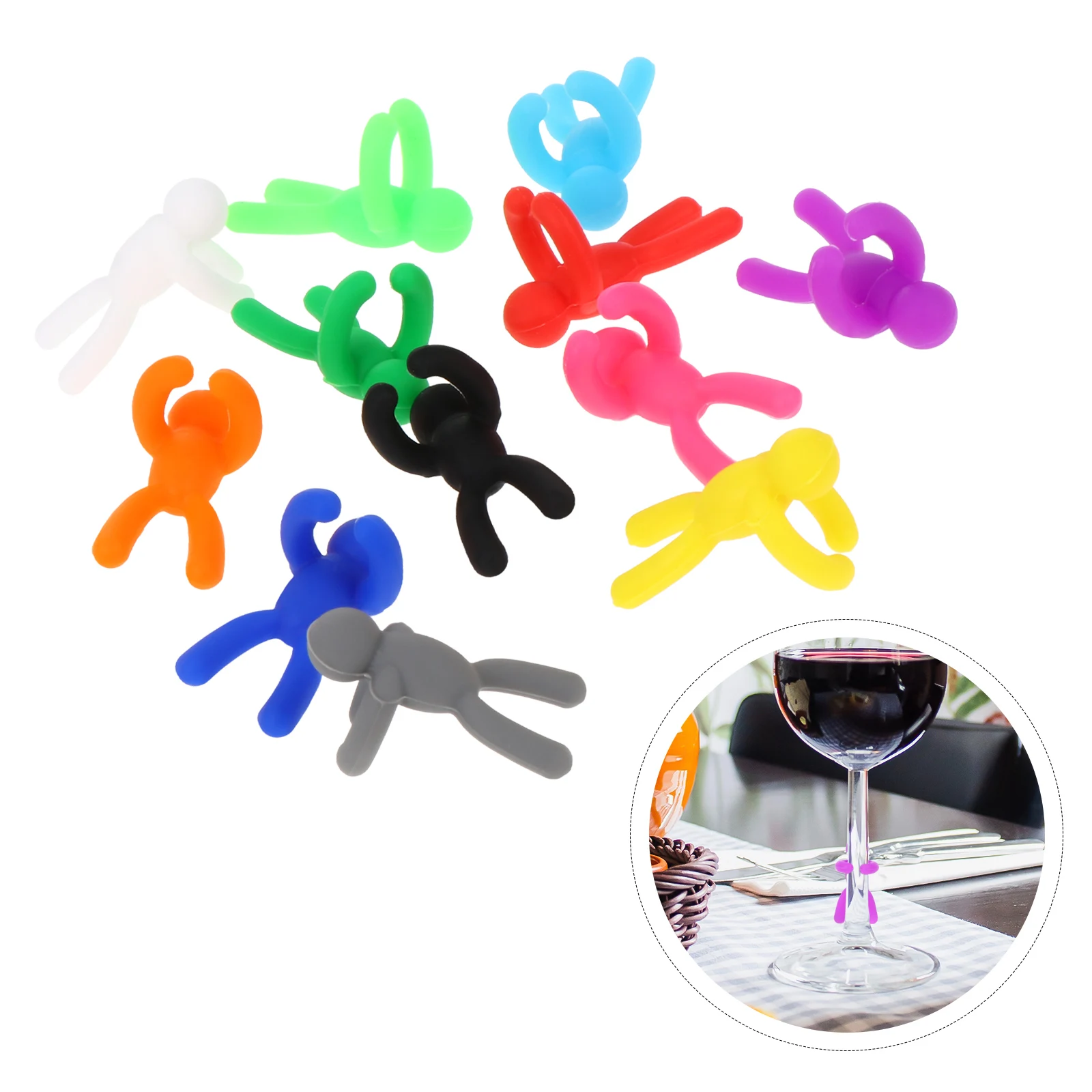 12Pcs small man Drink Markers Wine Glass Tags Drink Charms Cocktail Picks gel small man wine cup marker red wine cup mark